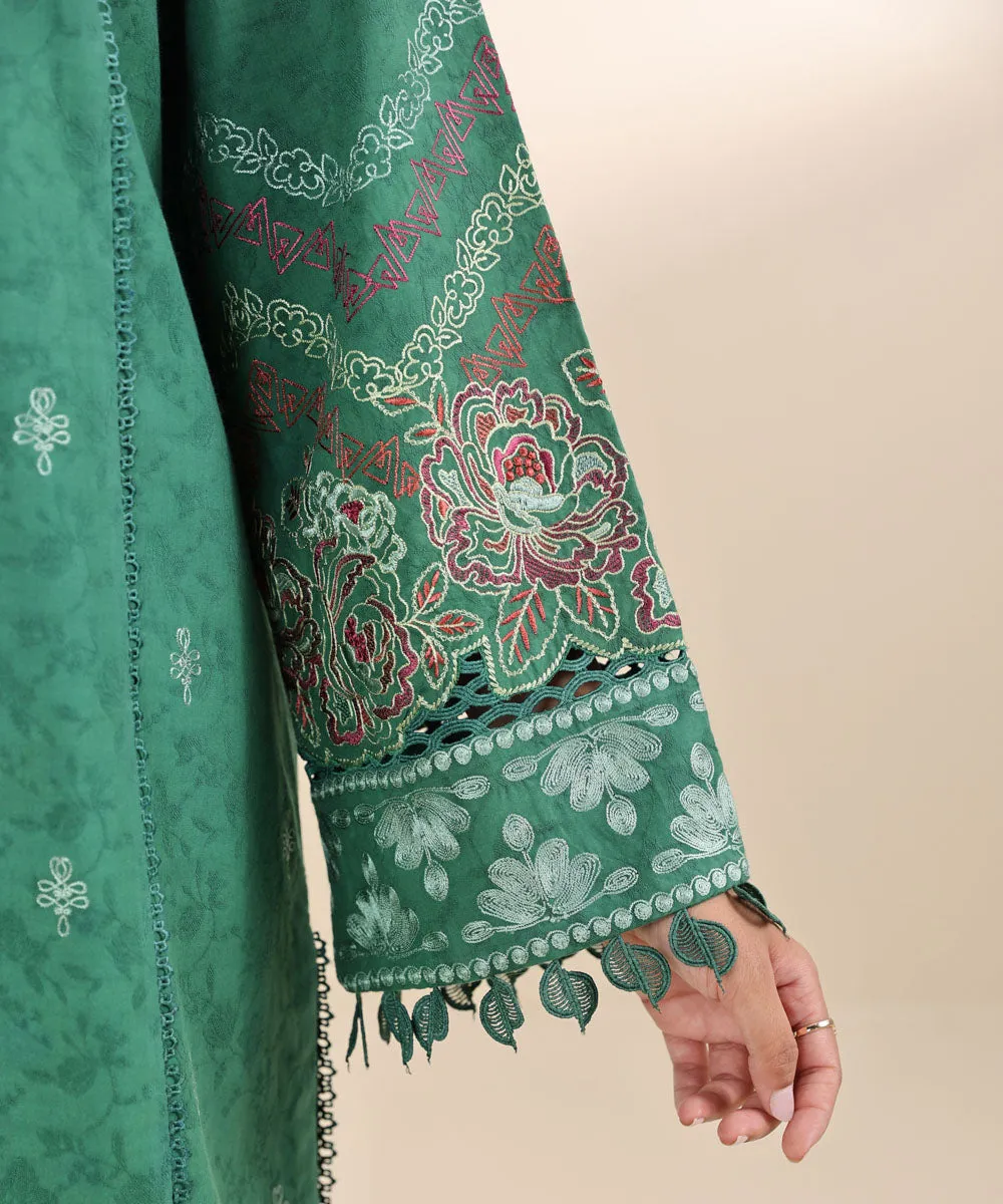 3 Piece - Embroidered Cotton Jacquard Suit