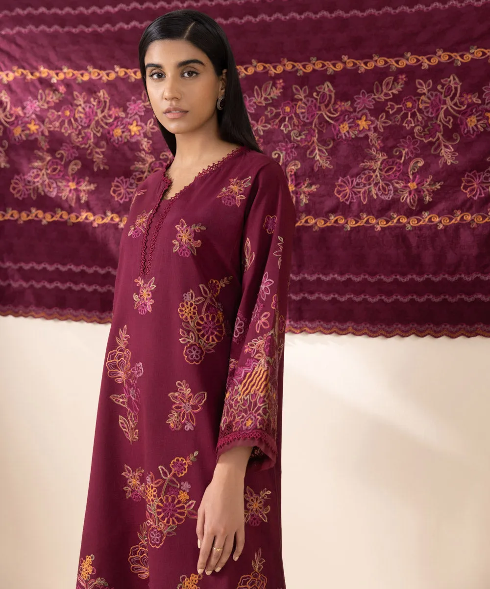 3 Piece - Embroidered Cotton Viscose Suit