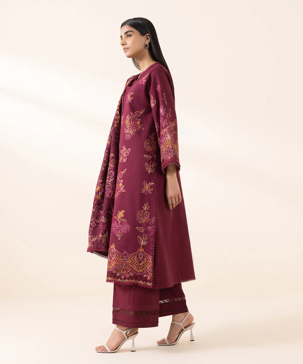 3 Piece - Embroidered Cotton Viscose Suit