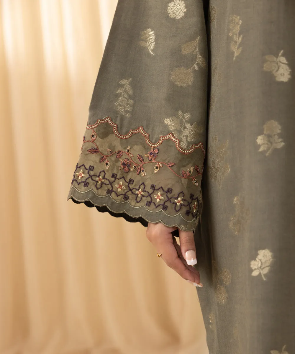 3 Piece -  Embroidered Jacquard Suit