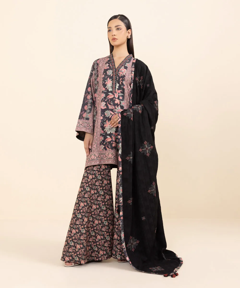 3 Piece - Embroidered Linen Jacquard Suit