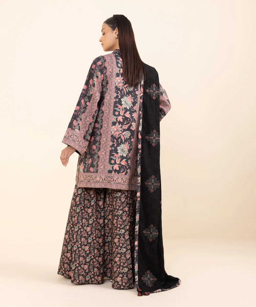 3 Piece - Embroidered Linen Jacquard Suit