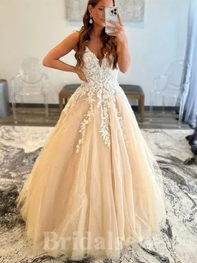 A-line Popular Lace Elegant Sleeveless Princess Long Women Evening Prom Dresses PD741