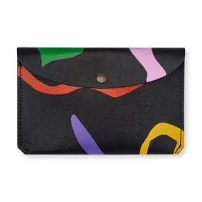 Abstract Color Leather Pouch - Black