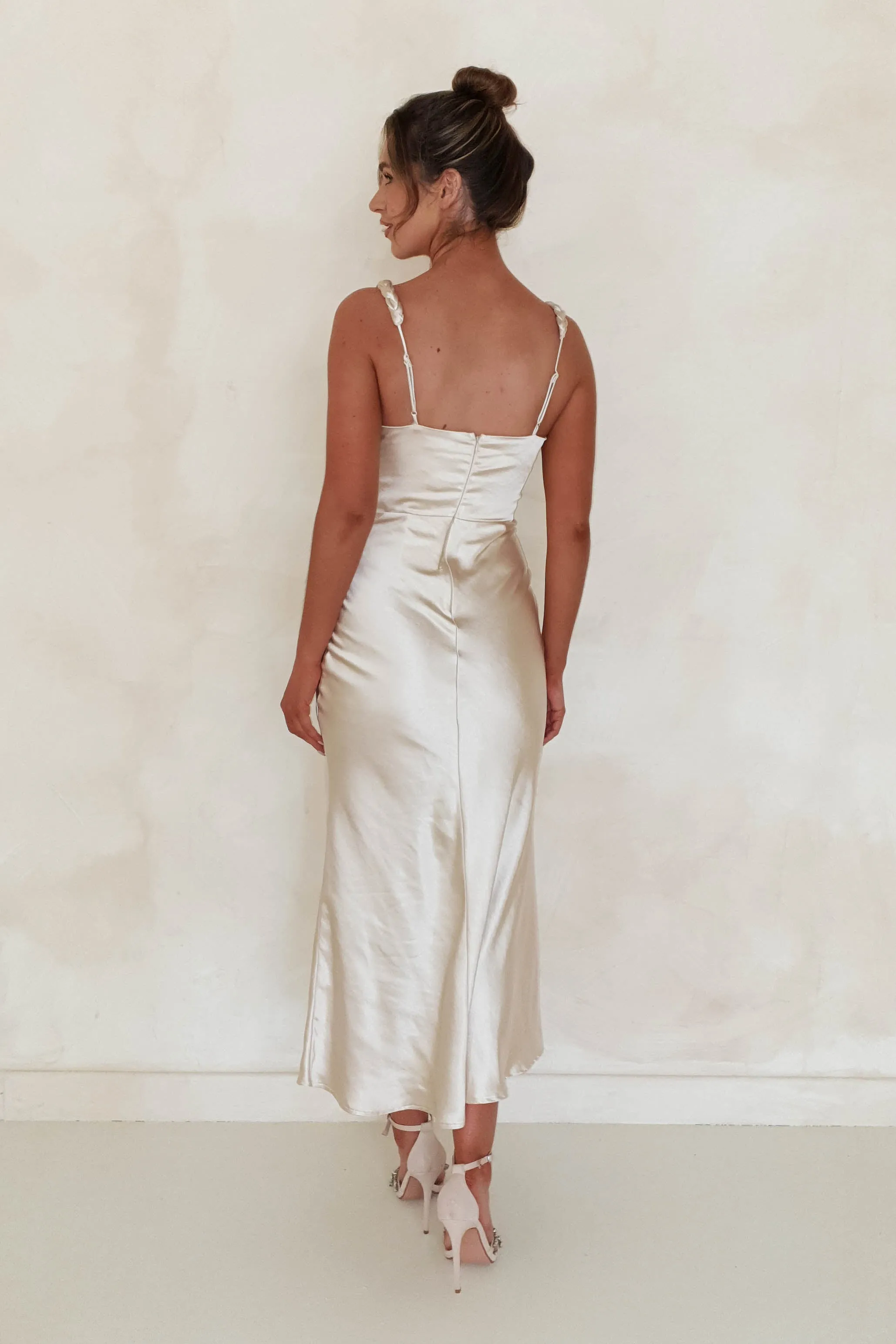 Bethanie Soft Satin Maxi Dress | Champagne