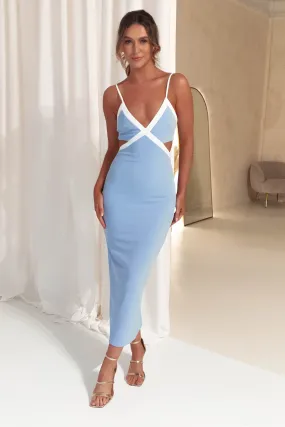 Betty Bodycon Midi Dress | Blue/White