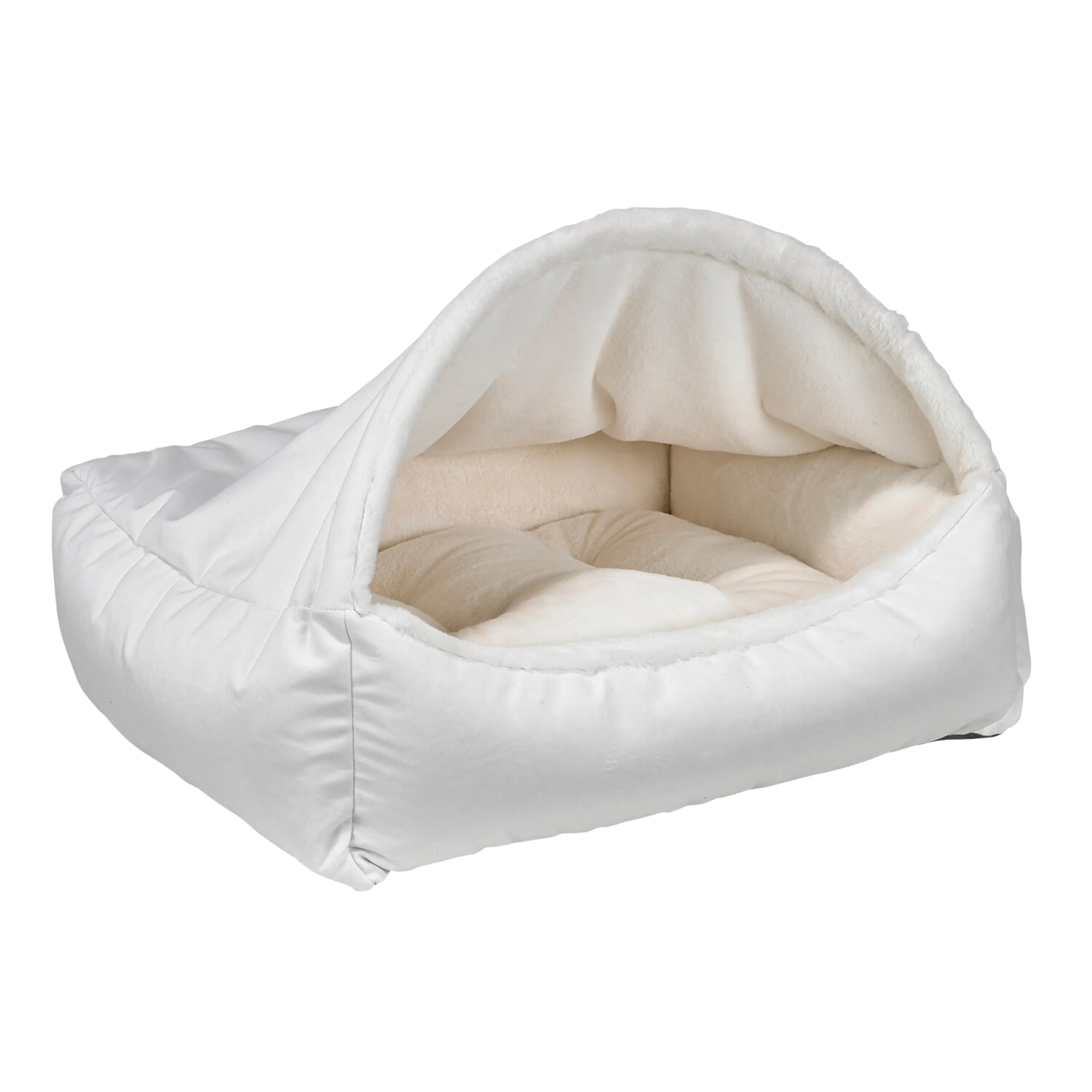 Canopy Burrow Bed | Winter White Sheepskin Faux Fur