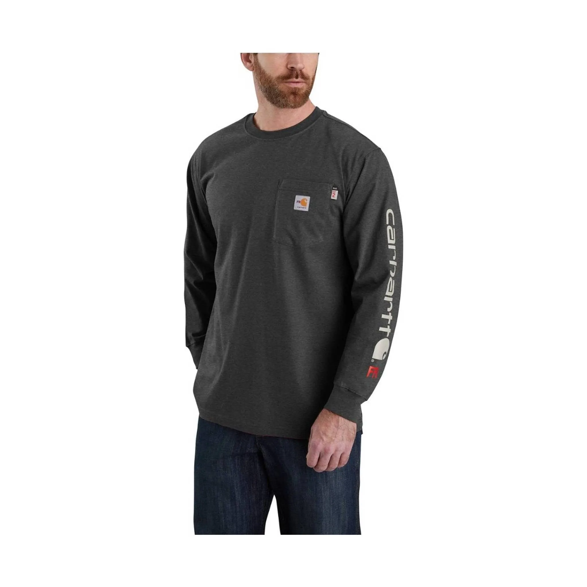 Carhartt Men's Flame Resistant Force Long-Sleeve T-Shirt - Black Heather