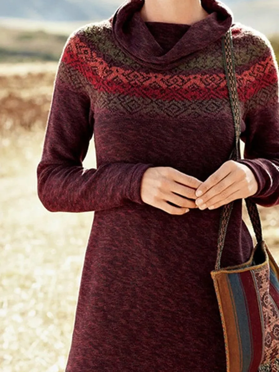 Casual Knitted Jacquard Dresses