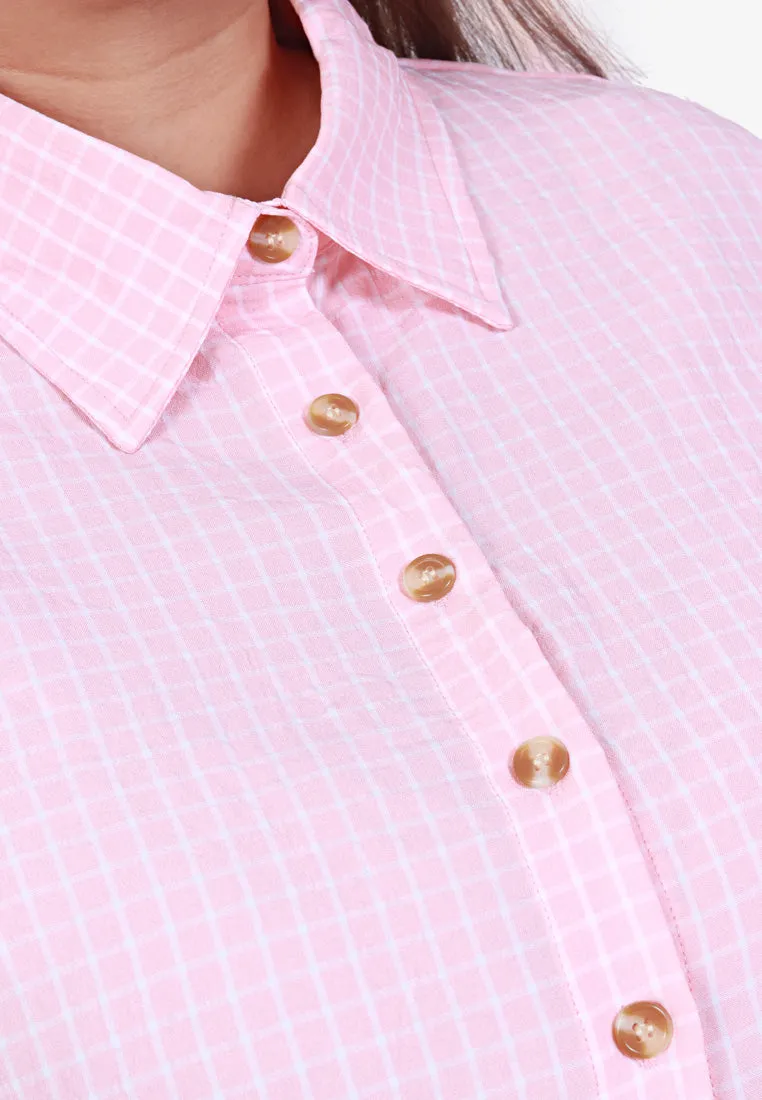 Cheaney Cute Checkered Button Shirt - Pink