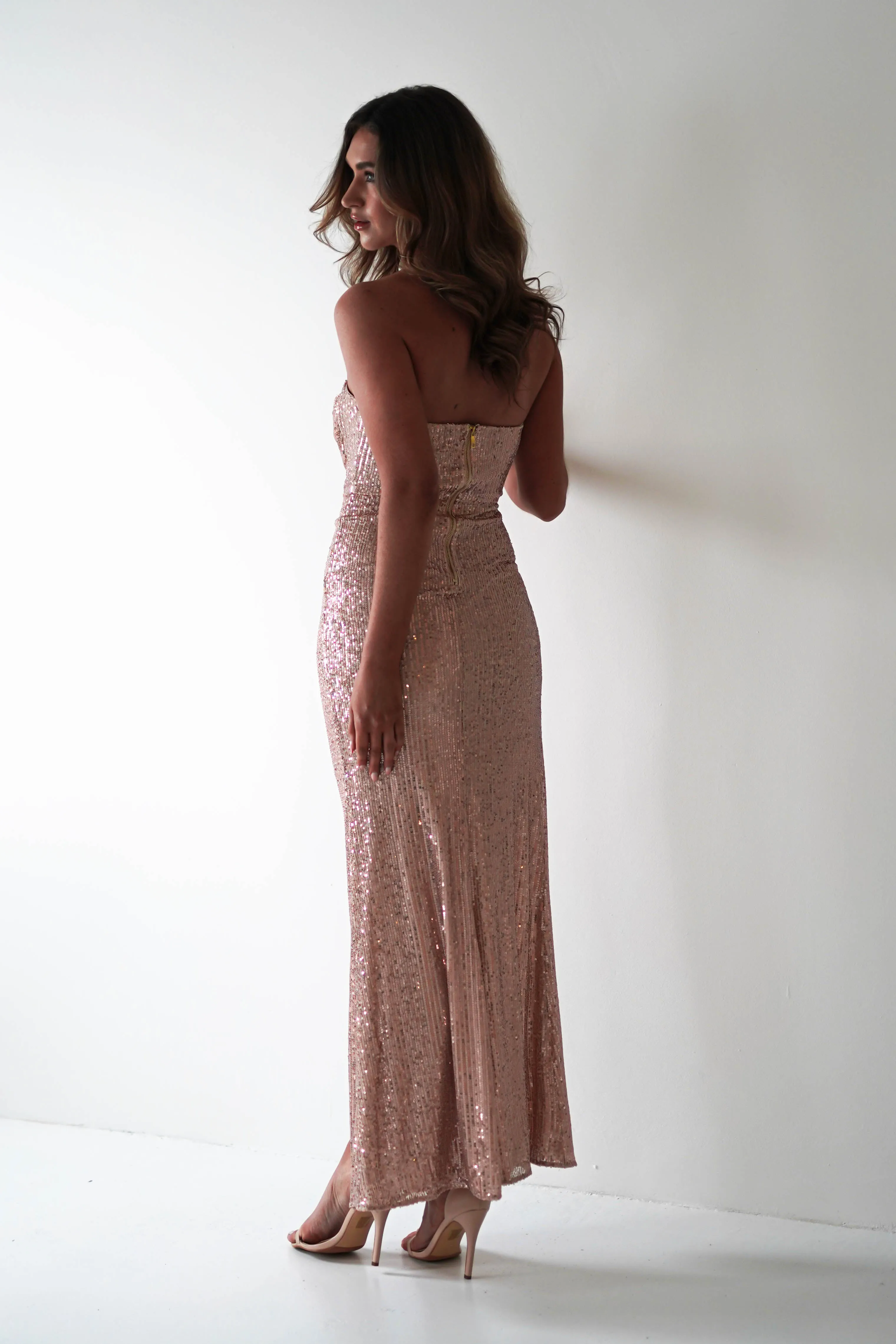 Clarin Sequin Maxi Dress | Gold