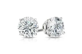 Earrings 1cts GIA Certified Natural Round Diamond Platinum Stud J Color VS2 Clarity