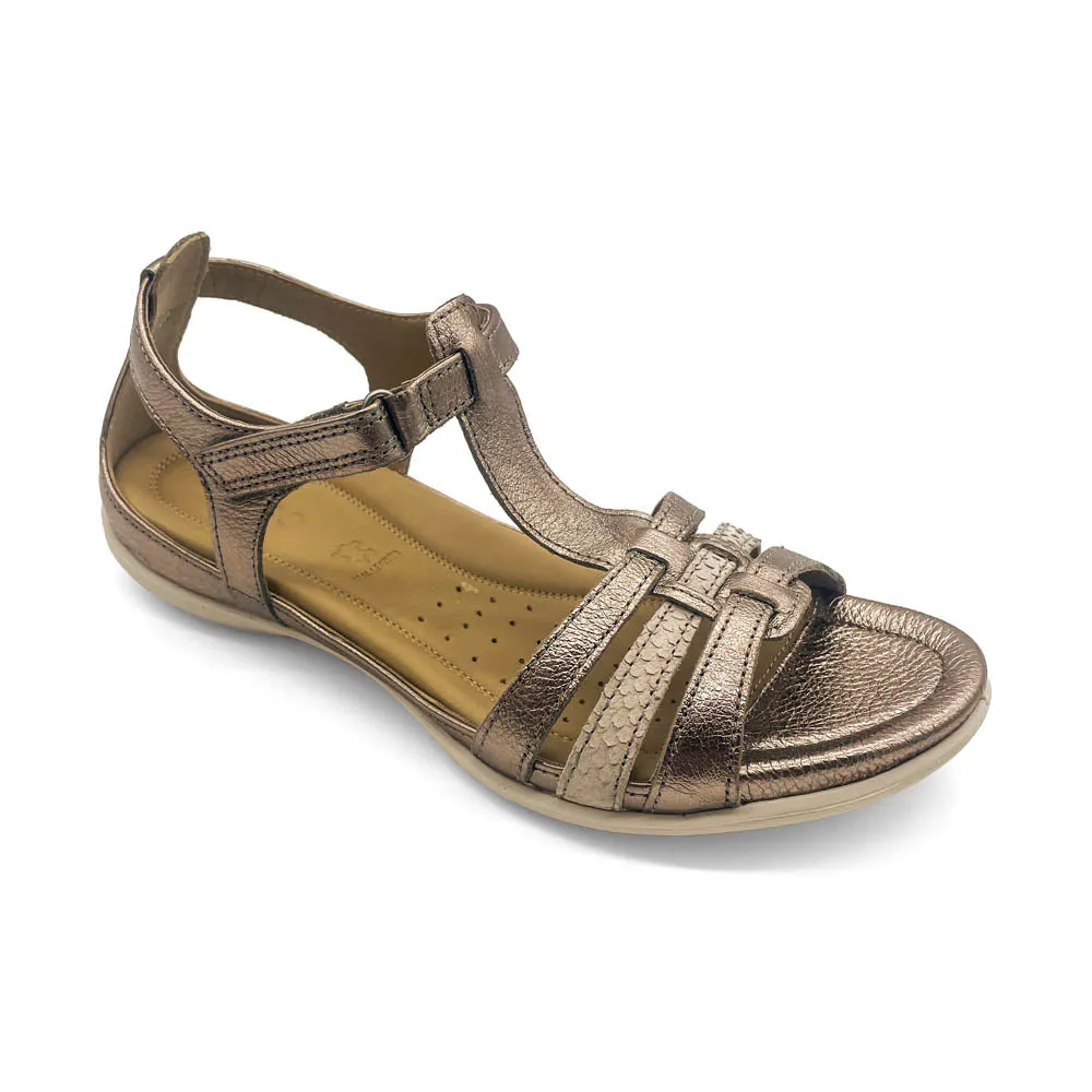 ECCO Women's Flash T-Bar Sandal Warm Grey Metallic/Moon Rock