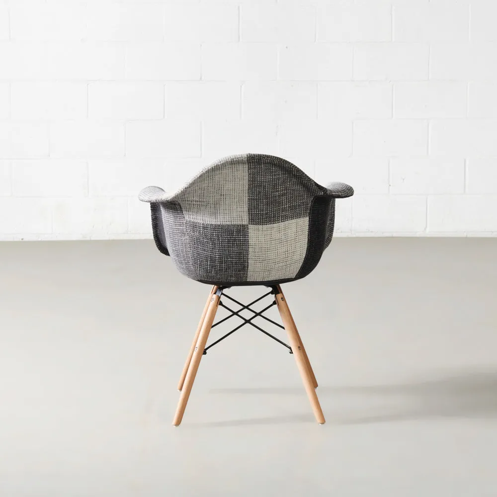 ESSEN - Grey Monochrome Fabric Patchwork Armchair