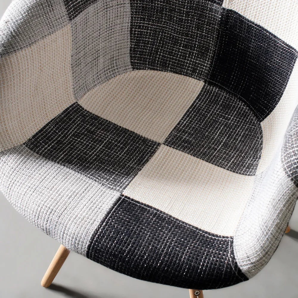 ESSEN - Grey Monochrome Fabric Patchwork Armchair