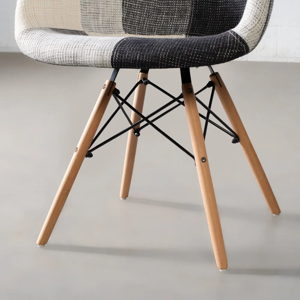 ESSEN - Grey Monochrome Fabric Patchwork Armchair