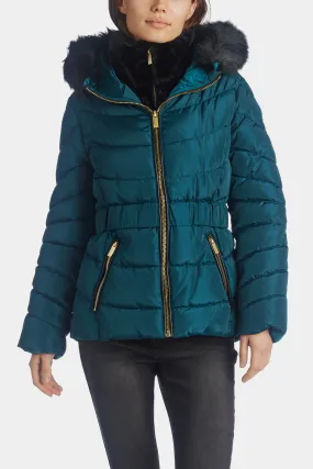 Faux Fur Trim Hooded Puffer