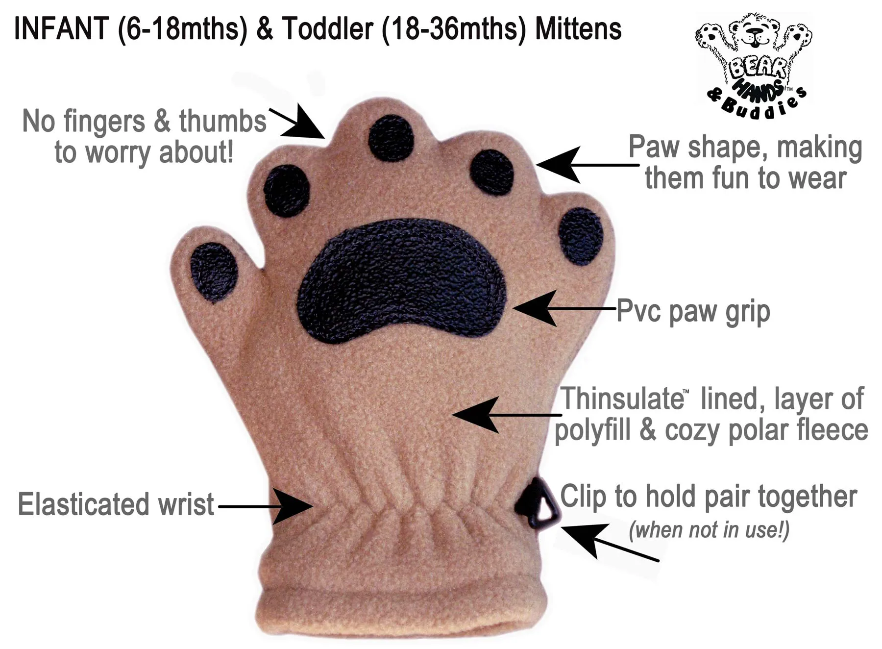 Infant & Toddler Camel Fleece Mittens