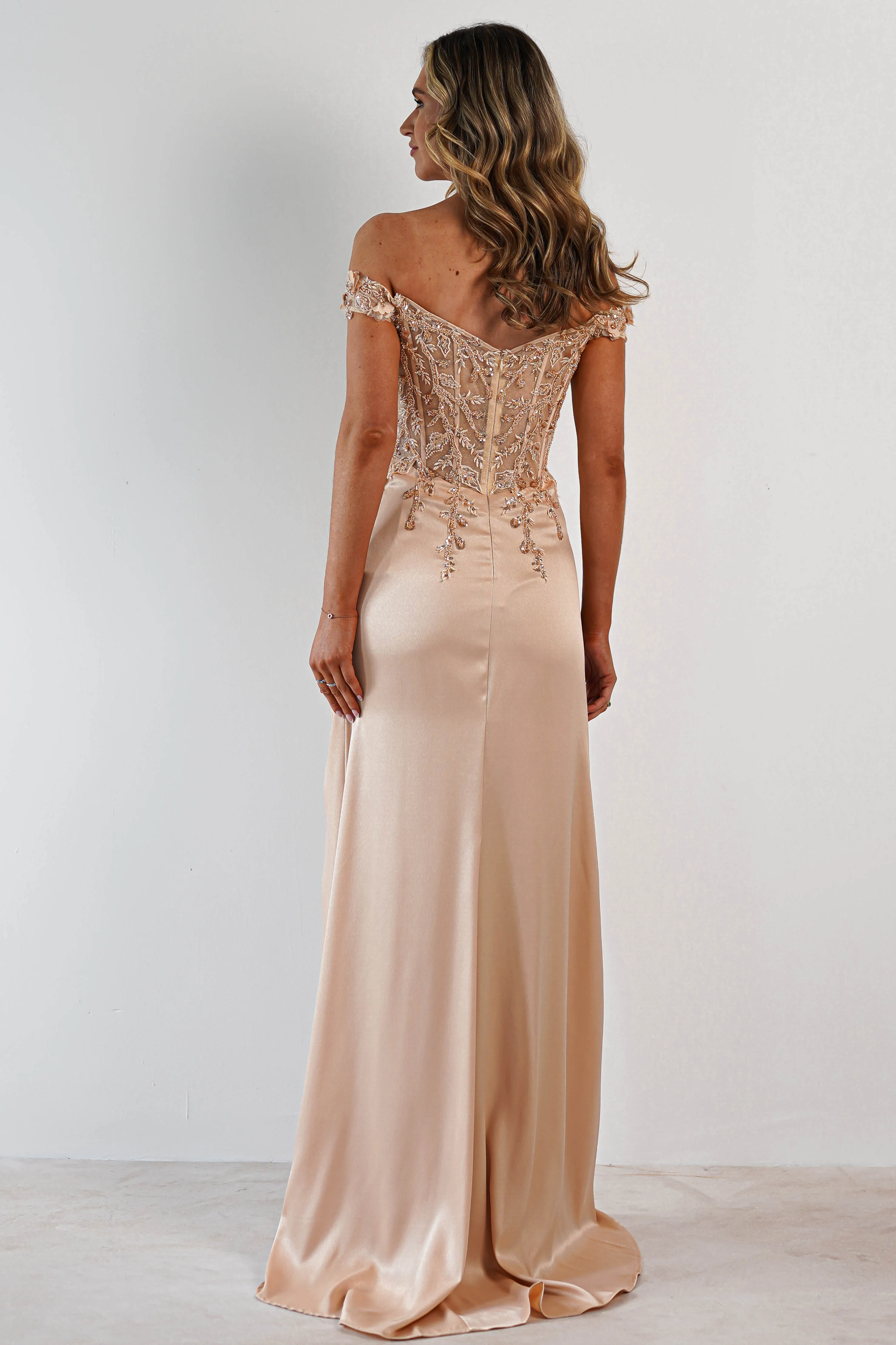 Khacy Embellished Gown | Champagne/Gold