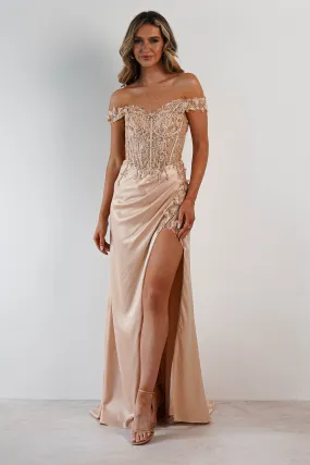 Khacy Embellished Gown | Champagne/Gold