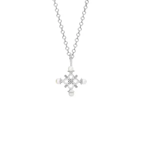 Madrid Small Cross Pendant Silver - Pearl