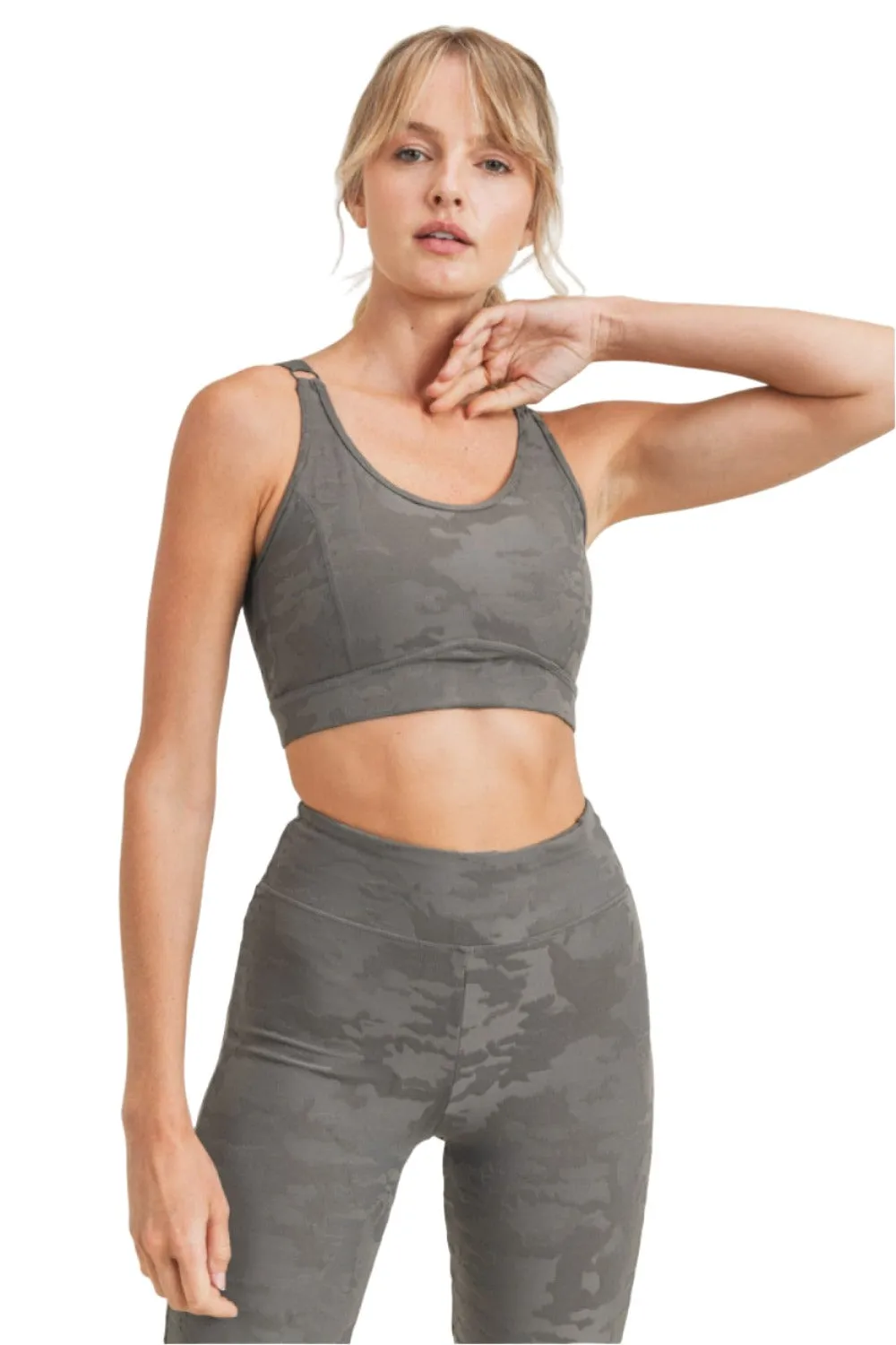 Mono B Camo Jacquard TACTEL® Sports Bra AT8034