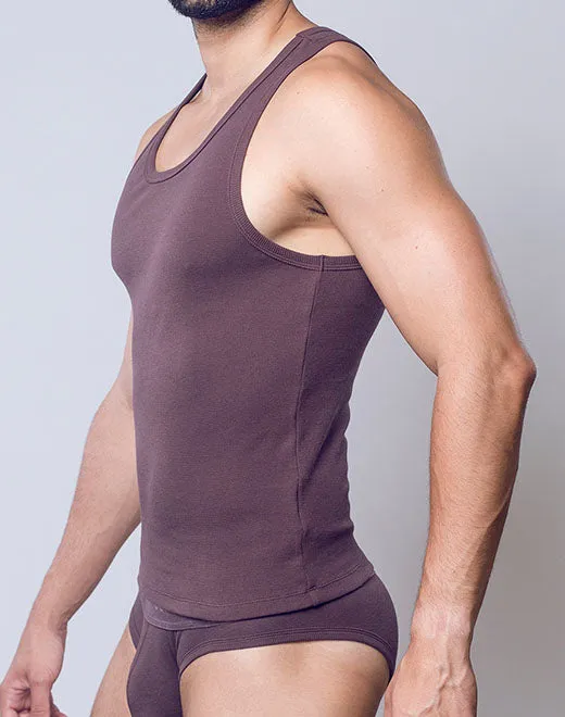 Ribbed Singlet - Peppercorn