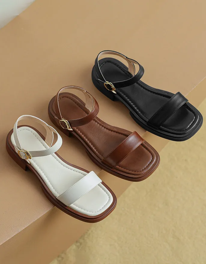 Summer Leather Flat Sandals Slingback 34-42