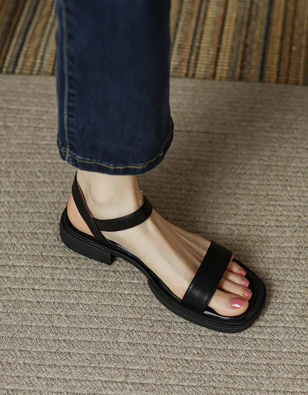 Summer Leather Flat Sandals Slingback 34-42