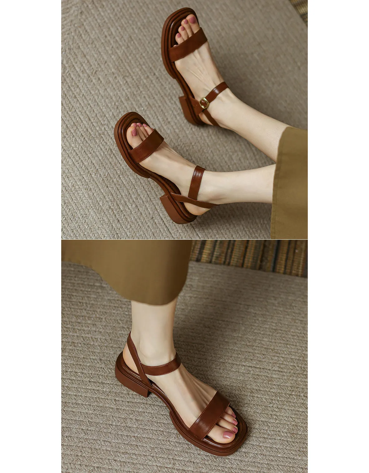 Summer Leather Flat Sandals Slingback 34-42